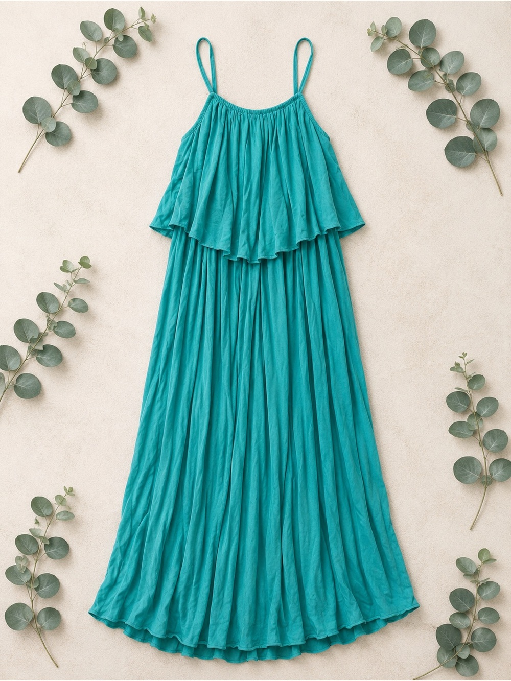 If By Sea Anthropologie Spaghetti Strap Tiered Maxi Dress XS NEW